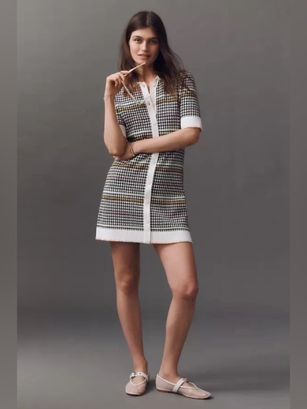 MAEVE 
Buttondown Sweater Shift Mini Dress